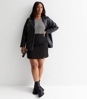 New Look Curves Black Split Hem Mini Skirt